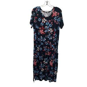 Levaca Womens Floral Midi T-Shirt Dress Short Sleeve Multicolor Size 16/18 New